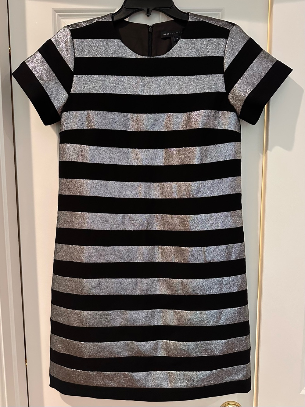 Women’s Marc by Marc Jacobs Black and Silver Striped Party Dress